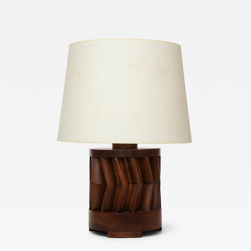 American Hand Made Walnut Table Lamp USA c 1950