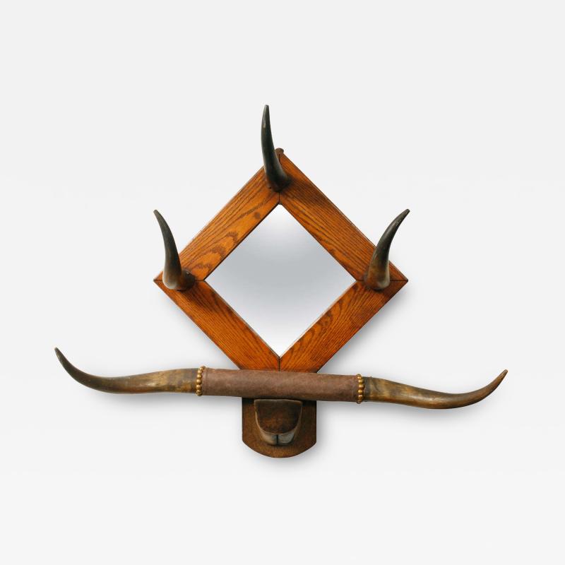 American Horn Hat Rack with Mirror