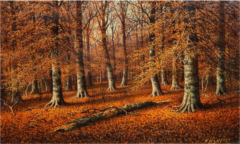 American Landscape Painting of Beech Woods in Autumn by William Snyder