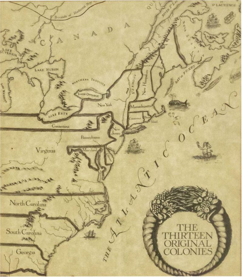 American Maple Print Of 13 Colonies