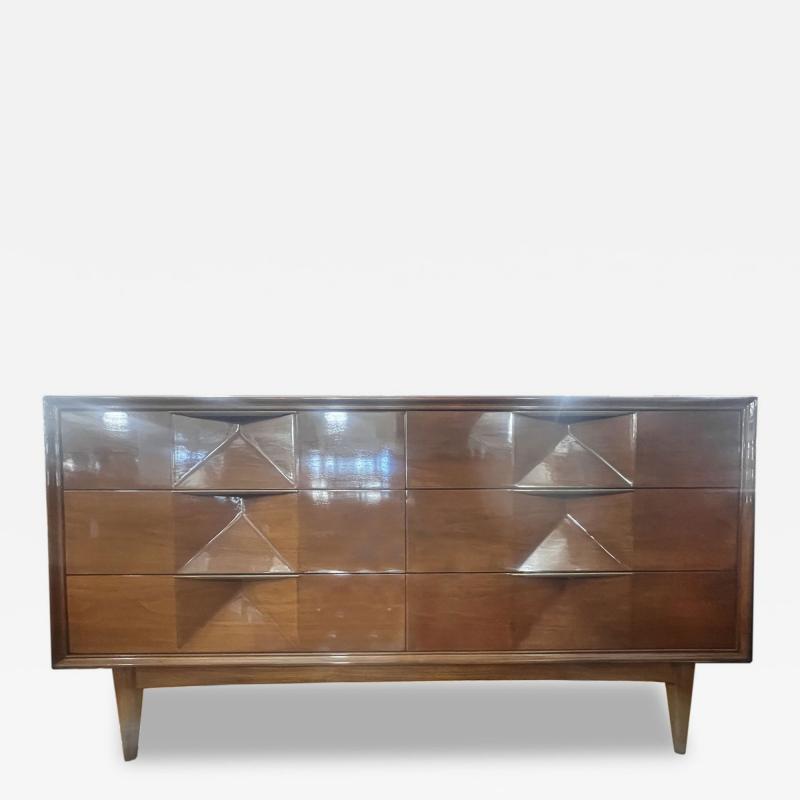 American Mid Century 6 Drawer Diamond Front Dresser