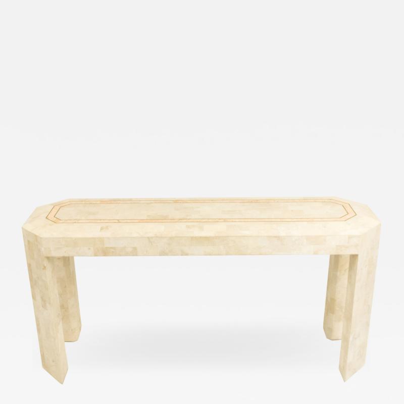 American Mid Century Beige Tessellated Hardstone Console Table