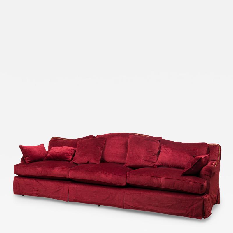 American Mid Century Crimson Mohair Sofa
