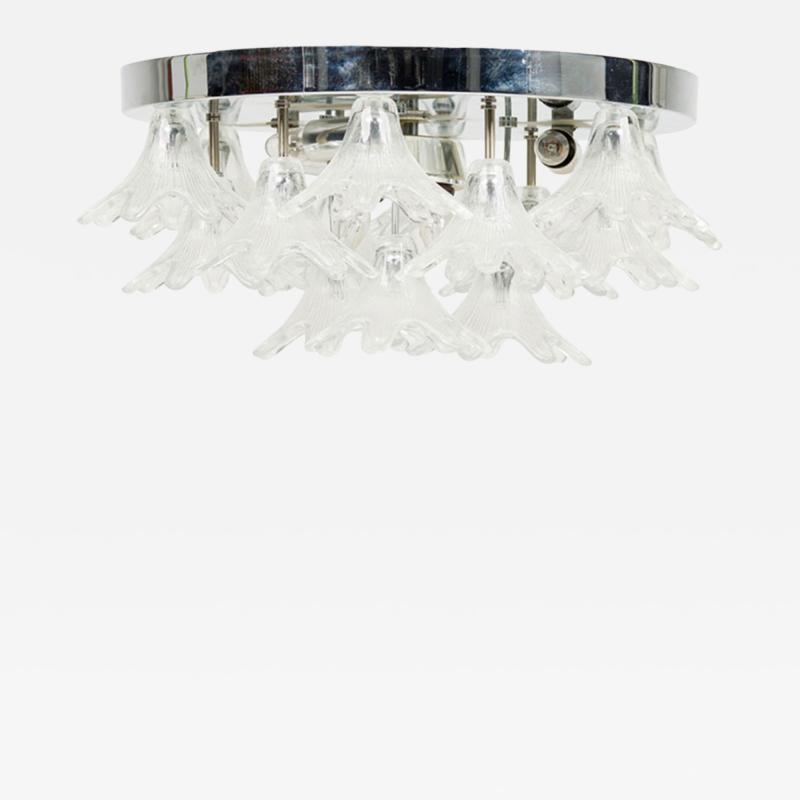 American Mid Century Glass Bloom Cluster Plafonnier