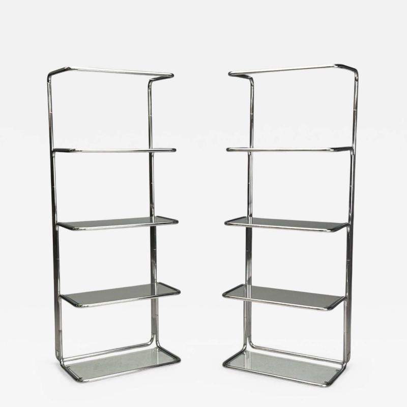 American Mid Century Modern Chrome Glass Etageres United States 1970s