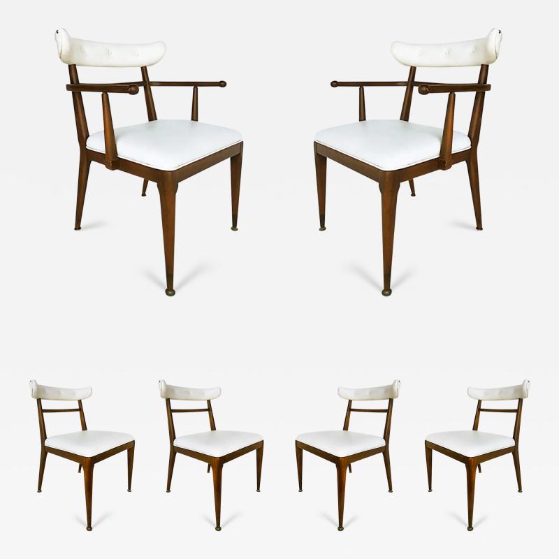American Mid Century Modernist Dining Chairs Set of 6 2 Arms 4 Sides