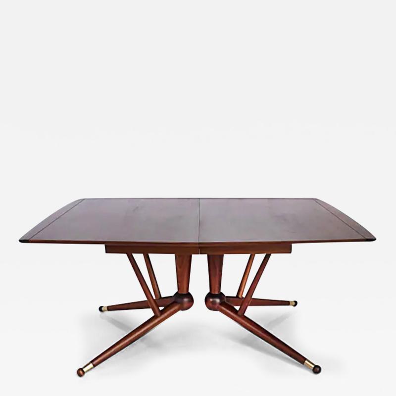 American Mid Century Modernist Expandable Dining Table with Two Wood Leaves