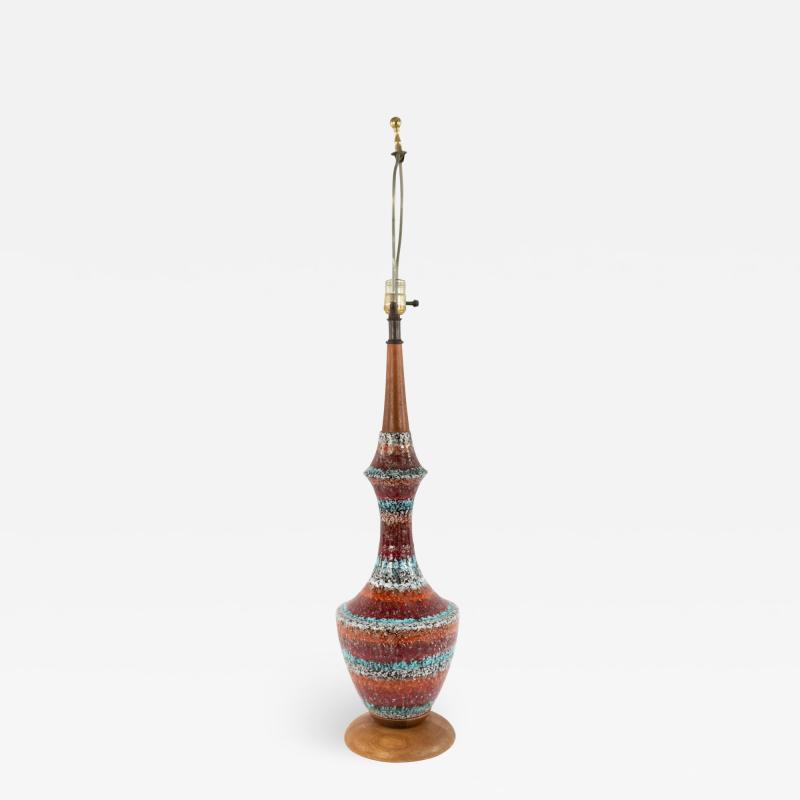 American Mid Century Red Porcelain Table Lamp