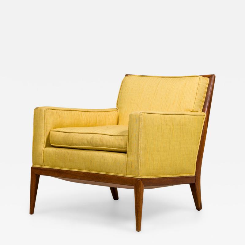 American Mid Century Yellow Fabric Upholstered Lounge Chairs