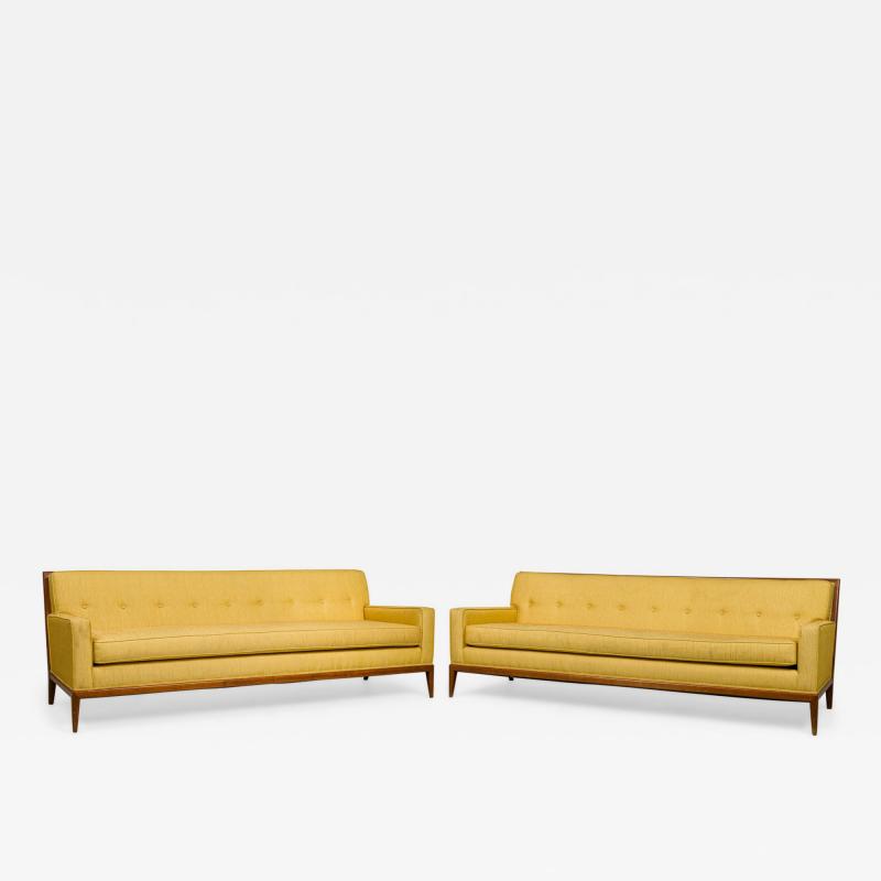 American Mid Century Yellow Fabric Upholstered Sofas