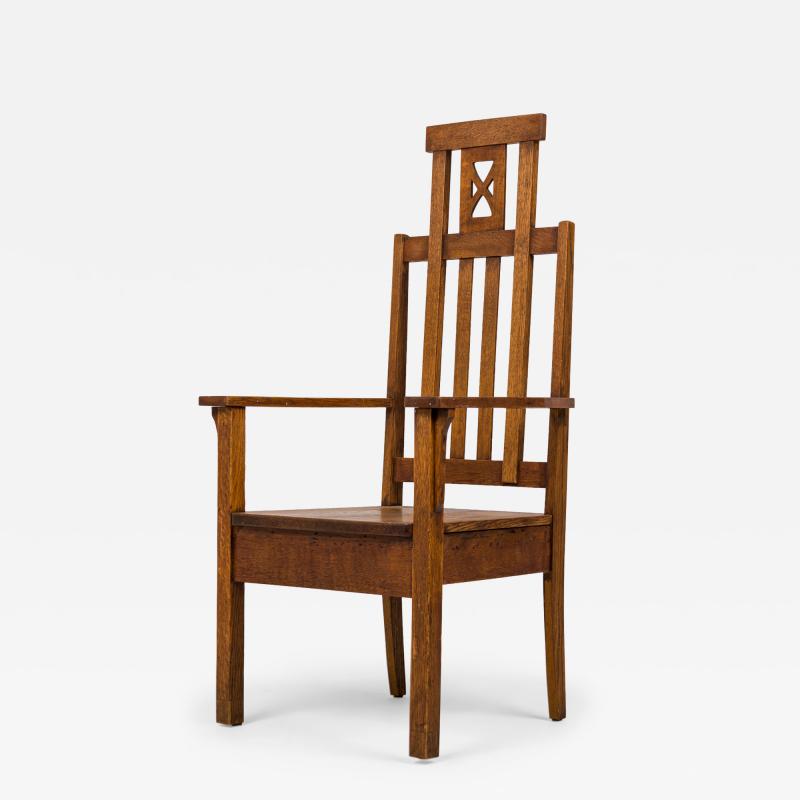 American Mission High Back Oak Armchair