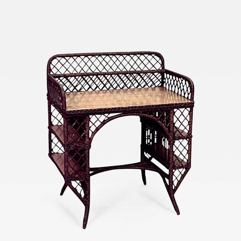 American Mission Natural Wicker and Oak Top Desk