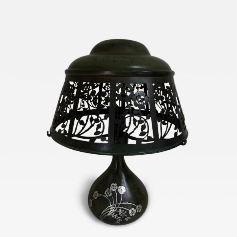 American Mission style bronze green patina table lamp