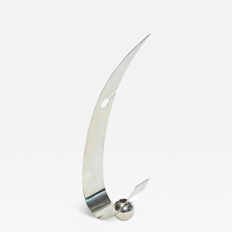 American Modern Arc Candle Holder Silver Plate