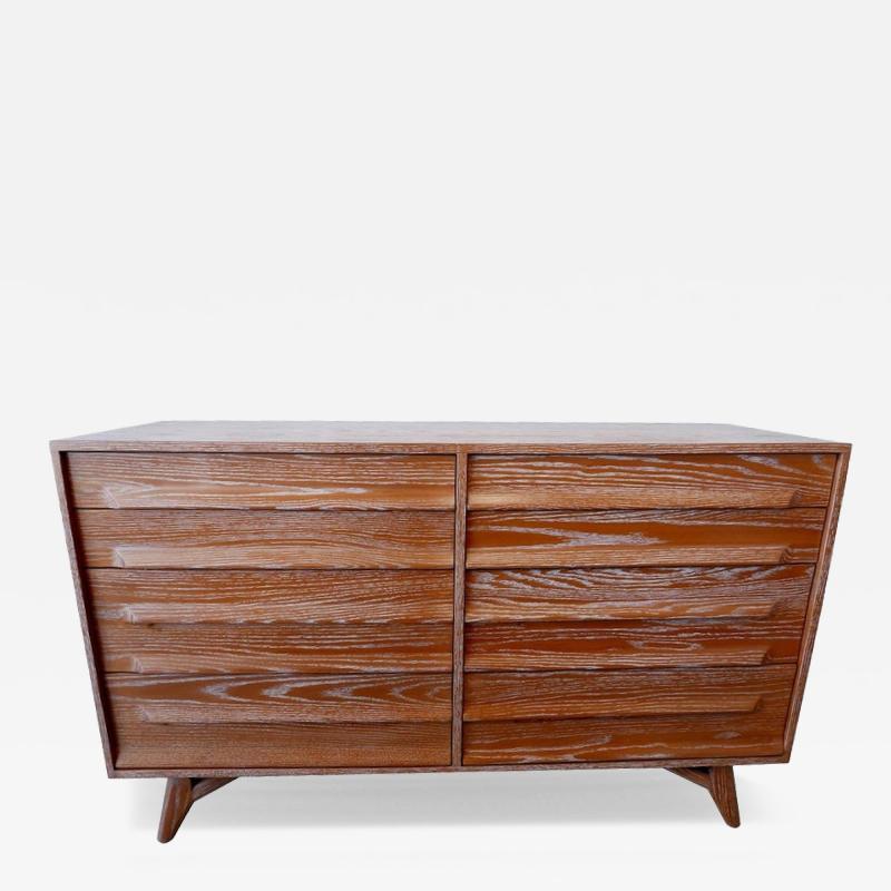 American Modern Cerused Oak Ten Drawer Chest 1950s