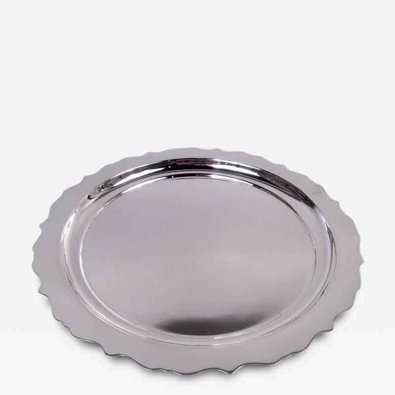 American Modern Georgian Sterling Silver Piecrust Tray
