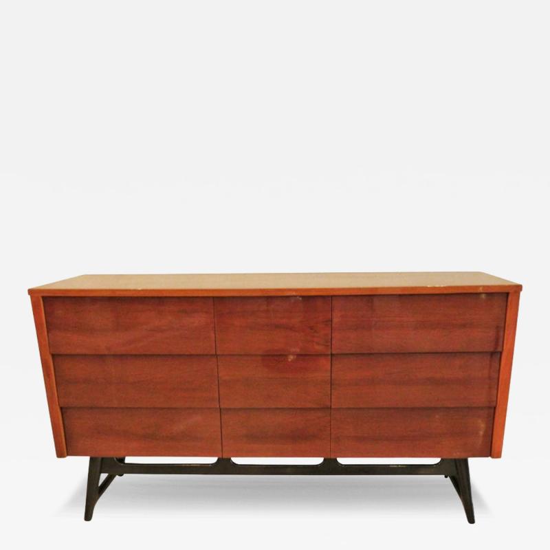 American Modern Mahogany and Ebonized Nine Drawer Chest