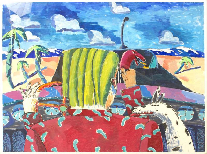 American Post War Car Watercolor