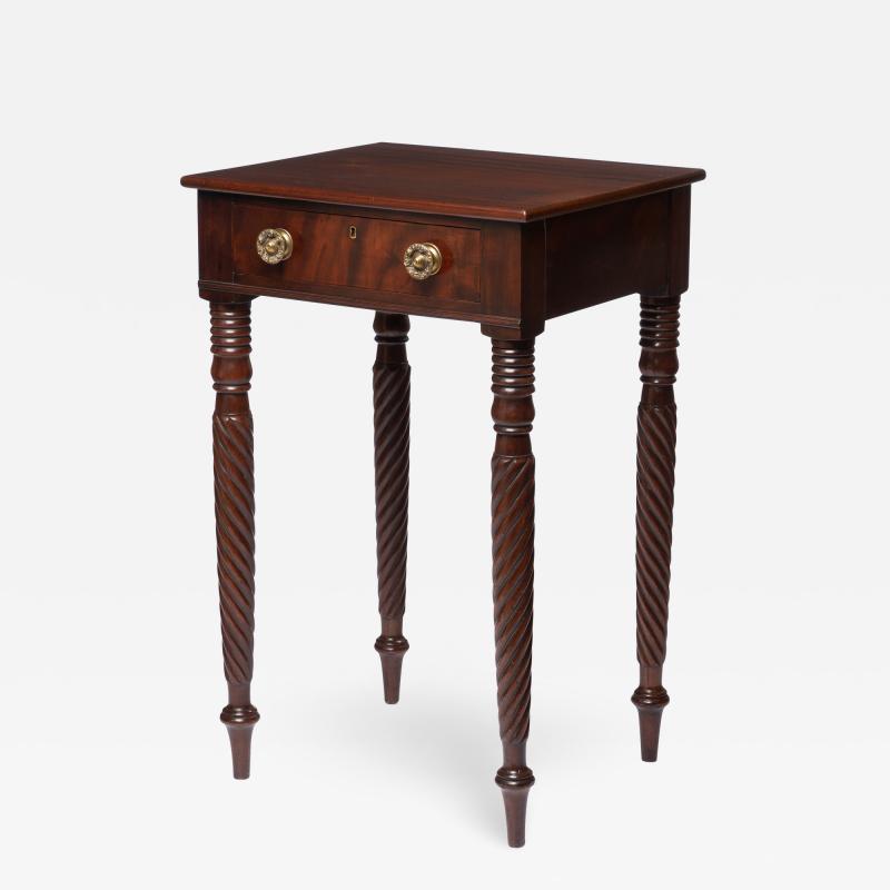 American Sheraton Mahogany One Drawer Stand on Rope Turned Legs 1810 15