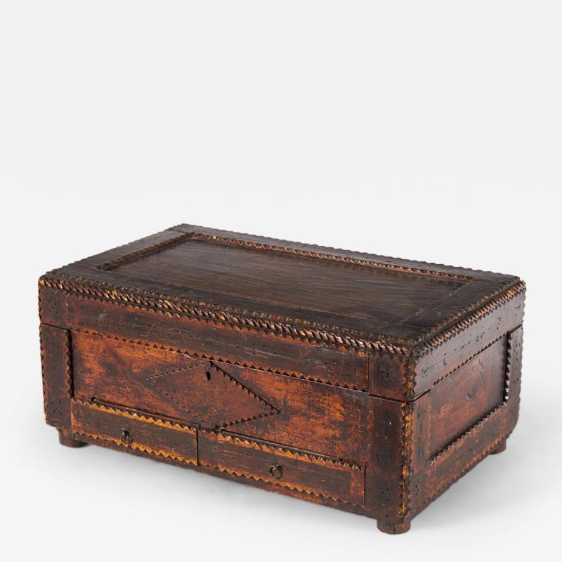 American Tramp Art Wooden Box
