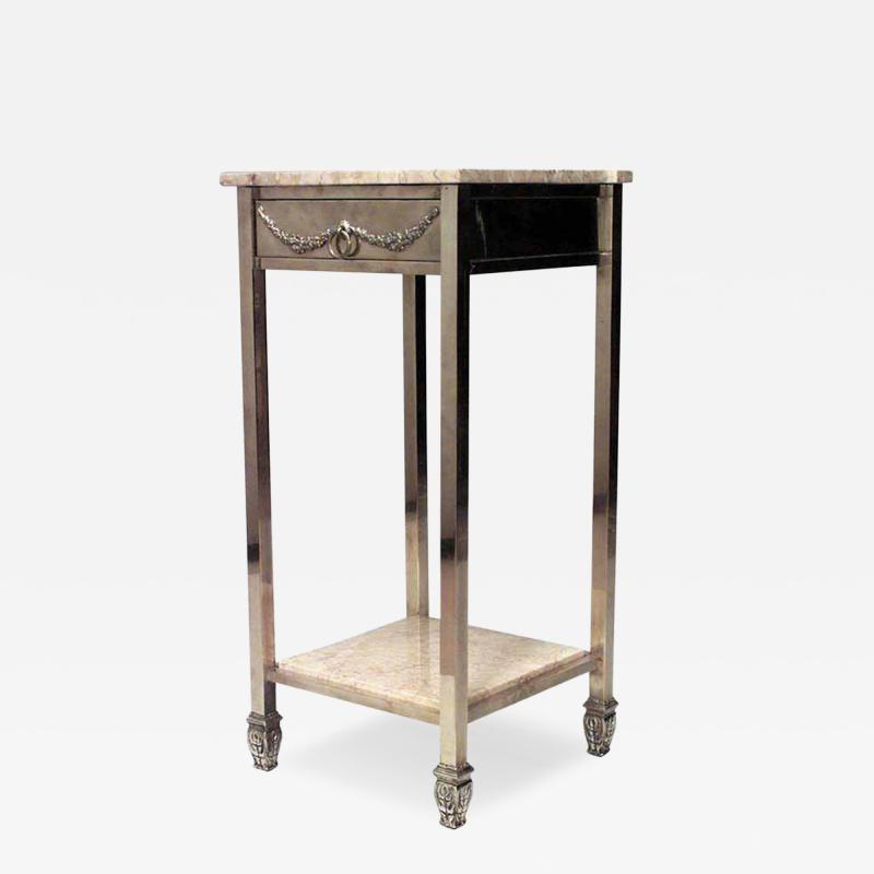 American Victorian Brass and Marble End Table