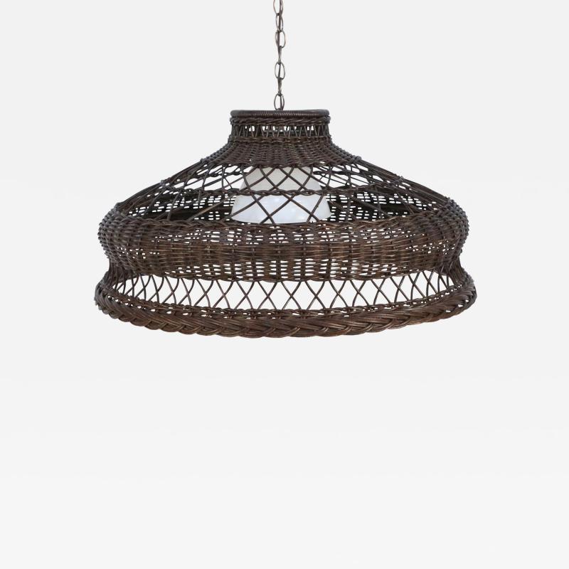 American Victorian Brown Wicker Chandelier