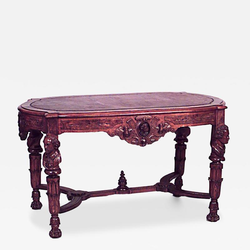 American Victorian Burl Walnut Center Table