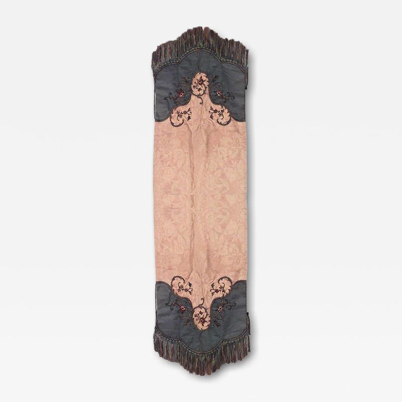 American Victorian Gold Damask and Green Velvet Table Runner
