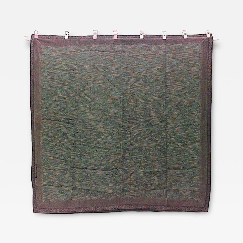American Victorian Green Floral Silk Table Cover