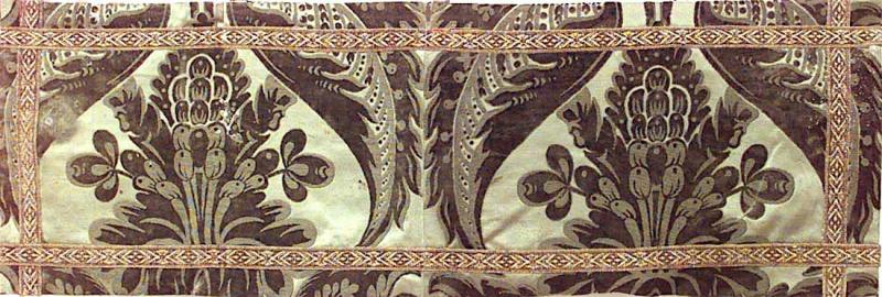 American Victorian Green Silk and Velvet Table Runner