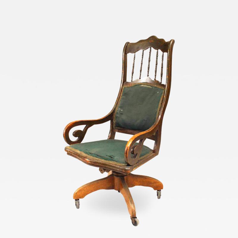 American Victorian Green Swivel Chair