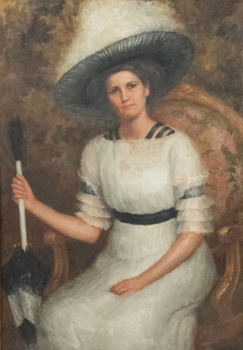 American Victorian Lady in White Portrait