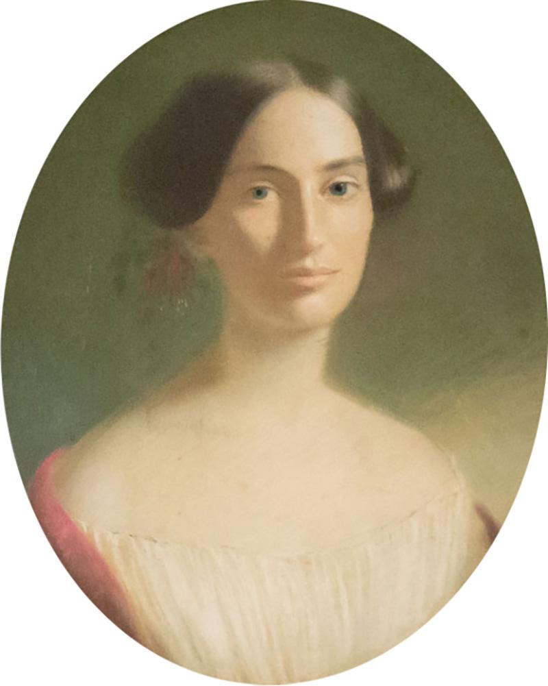 American Victorian Lady with Flowers Portrait