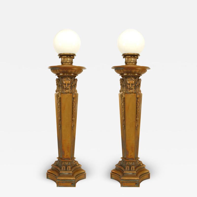 American Victorian Neo Classical Bronze Torchieres