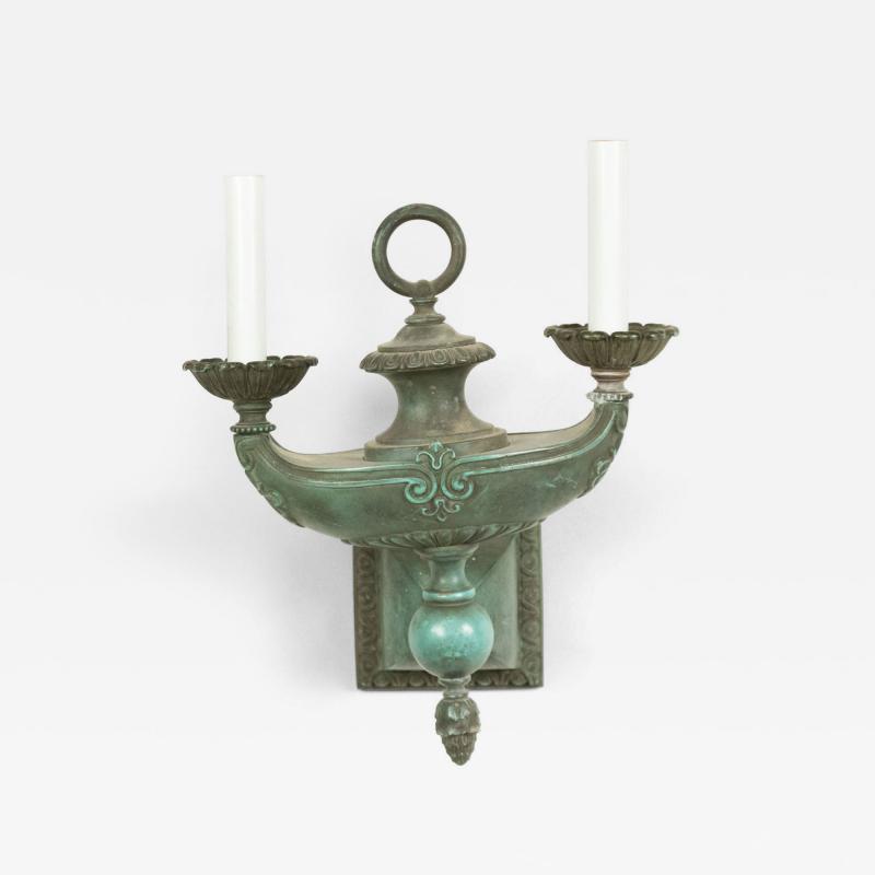 American Victorian Patinated Bronze Aladdin Lamp Wall Sconce