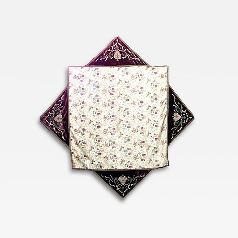 American Victorian Purple Velvet Floral Table Cover