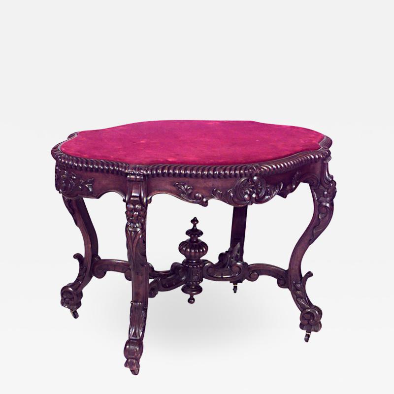 American Victorian Red Velvet End Table