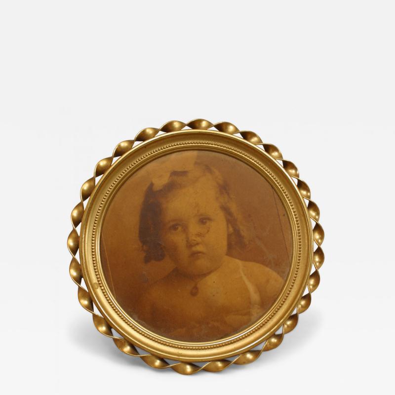 American Victorian Round Brass Picture Frame