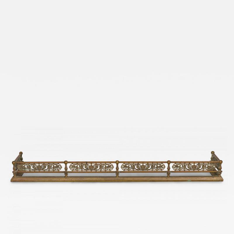 American Victorian Style Bronze and Iron Foliate Design Fireplace Fender