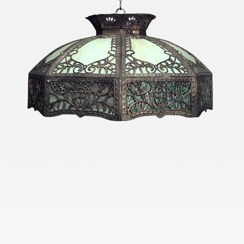 American Victorian Tiffany Style Stained Glass Bronze Shade