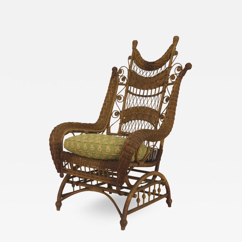 American Victorian Wicker Woven Rocking Chair