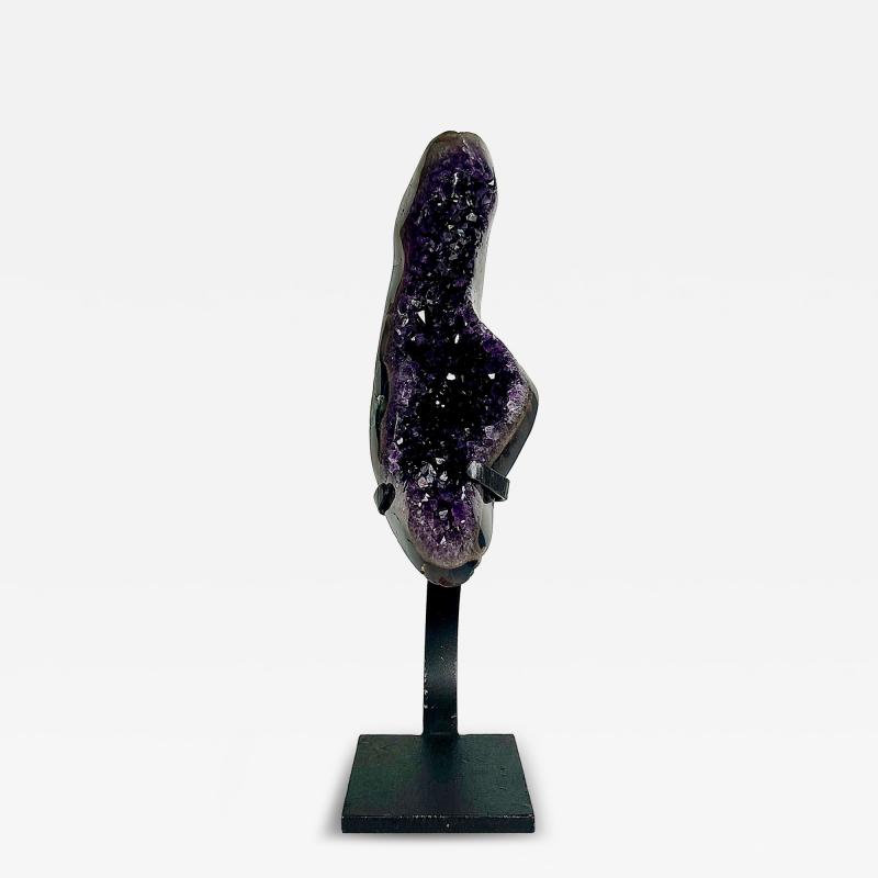Amethyst Crystal Geode Cluster on Custom Stand Uruguay 
