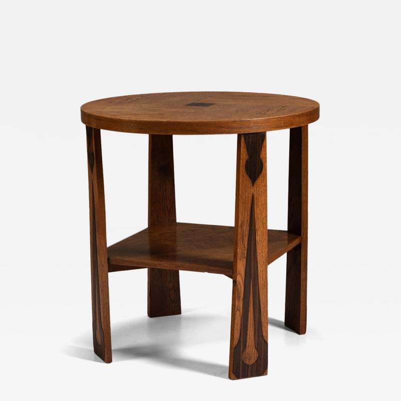 Amsterdamse School Sidetable in Oak and Coromandel The Netherlands 1930s