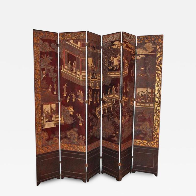 An 18th Century Chinese Sang de Boef Lacquer Screen