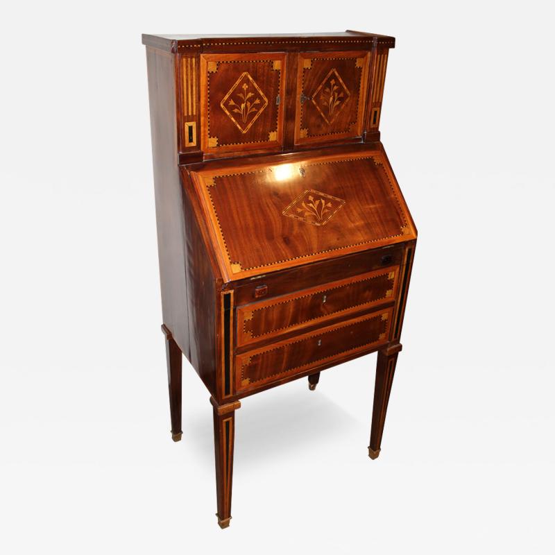 An 18th Century Dutch Marquetry Upright Slant Front Desk