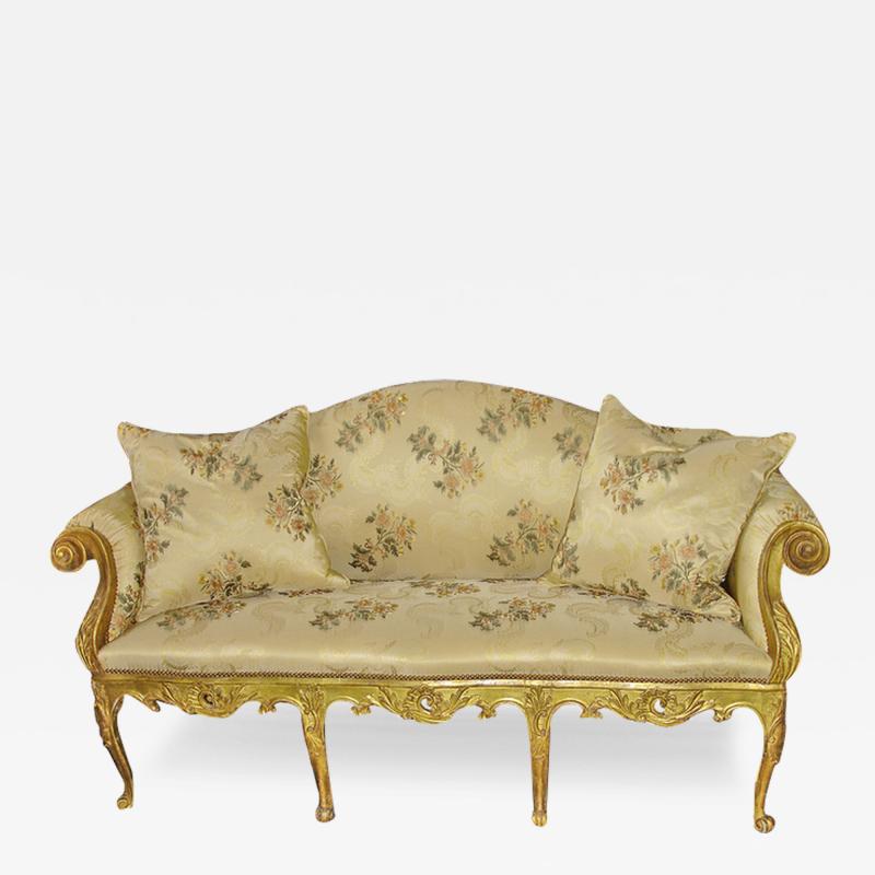 An 18th Century Italian Louis XV Carved Giltwood Settee