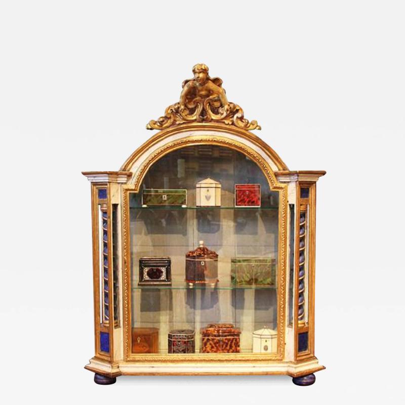 An 18th Century Italian Polychrome and Parcel Gilt Vitrine