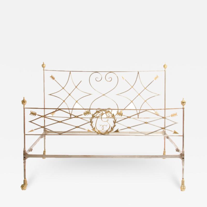 An 18th Century Italian unique king size scroll iron bed