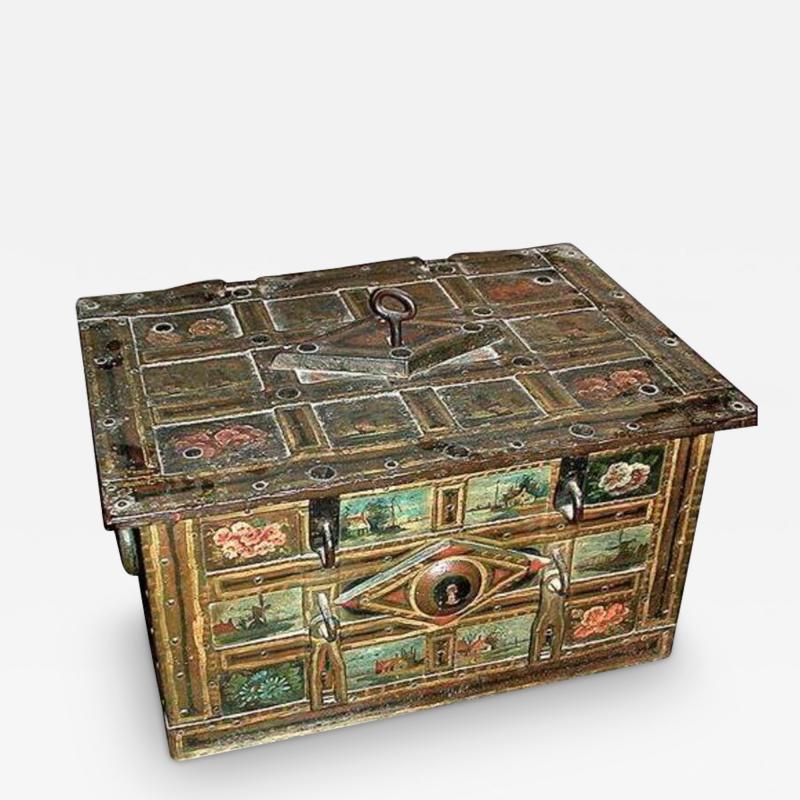 An 18th Century Polychromed Dutch Armada Iron Trunk