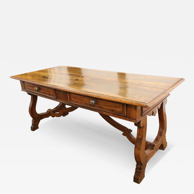 An 18th Century Tuscan Walnut and Satinwood Inlay Partner s Desk